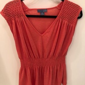 Anthropologie orange/red top, XS